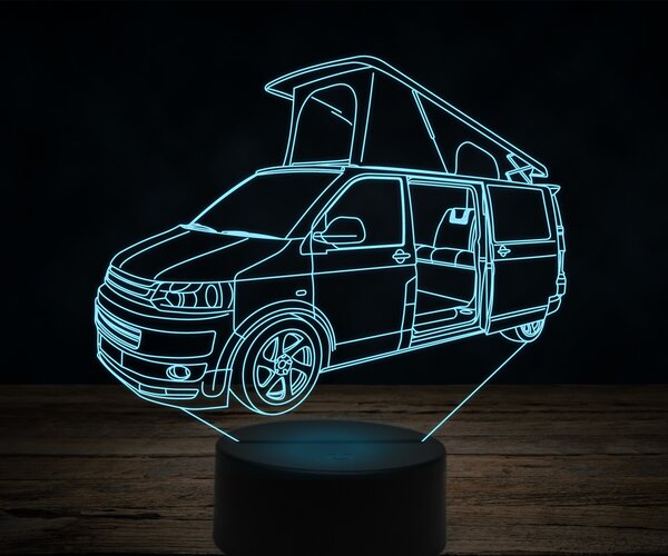 Beling 3D lampa,Volkswagen transporter T5 campervan, 7 farebná VW47