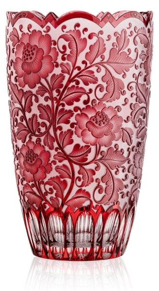 Bohemia Crystal Ručne brúsená váza Blossom Rubín 305mm