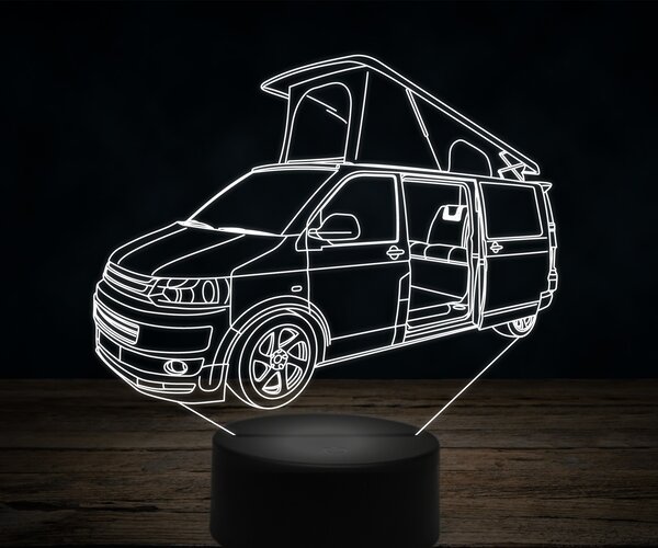 Beling 3D lampa,Volkswagen transporter T5 campervan, 7 farebná VW47