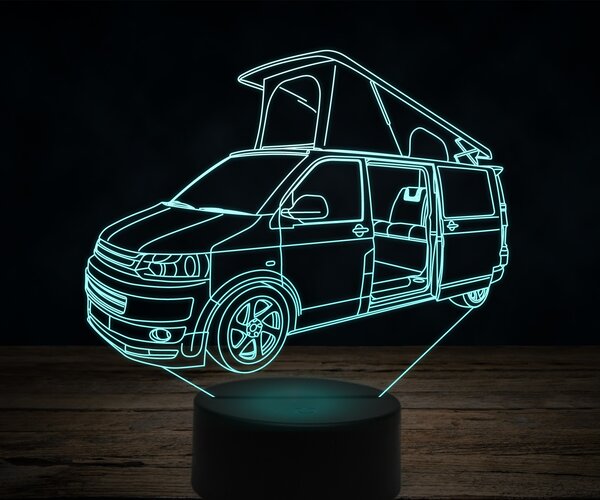 Beling 3D lampa,Volkswagen transporter T5 campervan, 7 farebná VW47