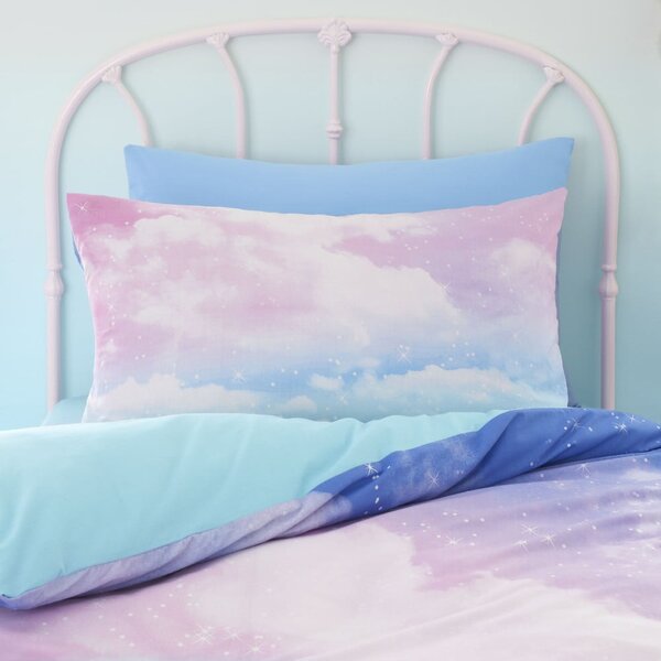 Modré/ružové detské obliečky na jednolôžko 135x200 cm Ombre Rainbow Clouds – Catherine Lansfield