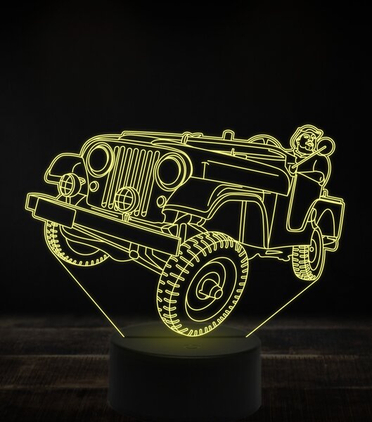 Beling 3D lampa, Jeep Willys MB offroad, 7 farebná, VBN7
