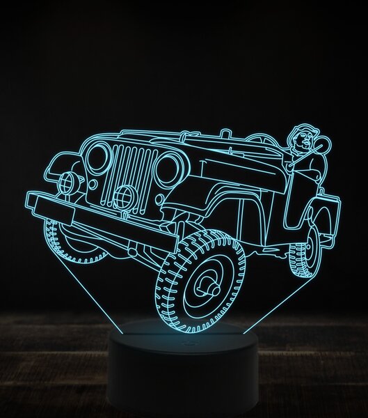 Beling 3D lampa, Jeep Willys MB offroad, 7 farebná, VBN7