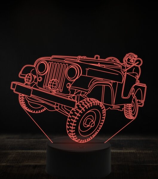 Beling 3D lampa, Jeep Willys MB offroad, 7 farebná, VBN7