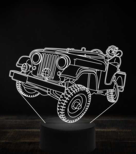 Beling 3D lampa, Jeep Willys MB offroad, 7 farebná, VBN7
