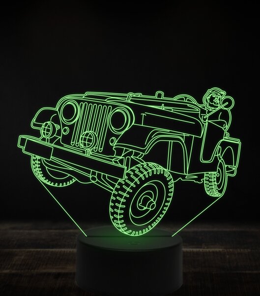 Beling 3D lampa, Jeep Willys MB offroad, 7 farebná, VBN7
