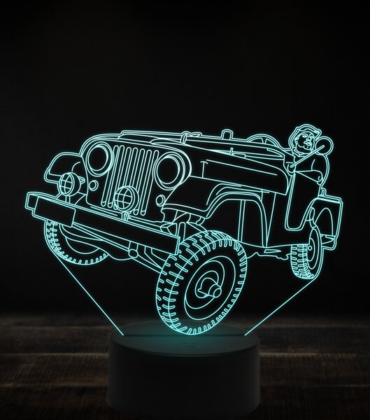 Beling 3D lampa, Jeep Willys MB offroad, 7 farebná, VBN7