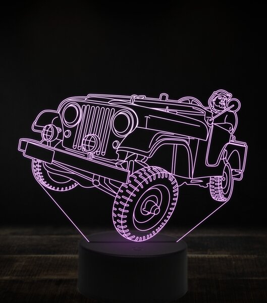 Beling 3D lampa, Jeep Willys MB offroad, 7 farebná, VBN7