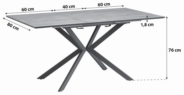 JEDÁLENSKÝ STÔL, farba duba, 120-160/80/76 cm P & B - Stoly, Online Only