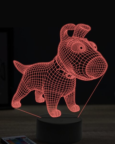 Beling 3D lampa, kreslený pes, 7 farebná OR8