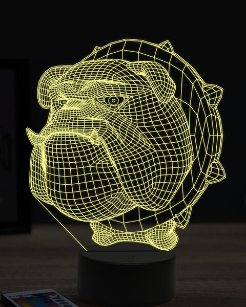 Beling 3D lampa, bulldog hlava 7 farebná OR7
