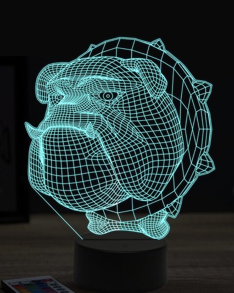 Beling 3D lampa, bulldog hlava 7 farebná OR7