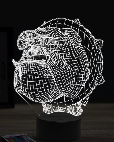 Beling 3D lampa, bulldog hlava 7 farebná OR7