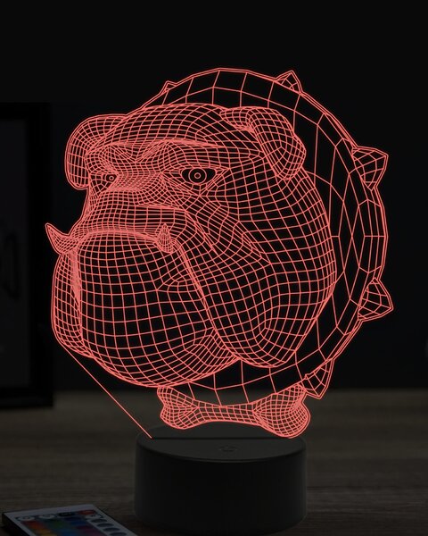 Beling 3D lampa, bulldog hlava 7 farebná OR7