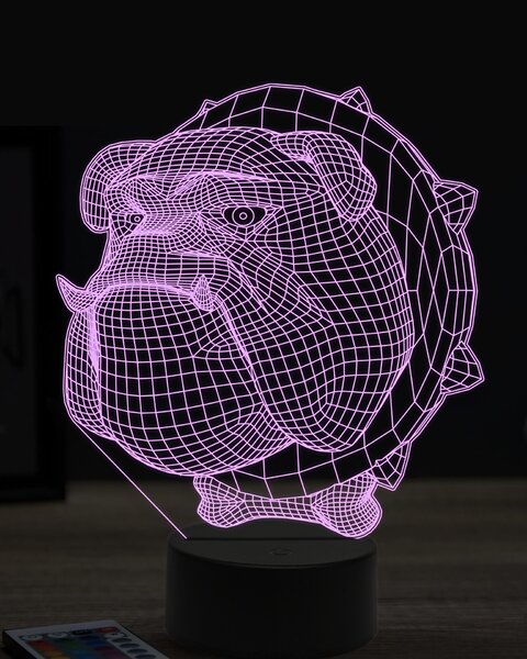Beling 3D lampa, bulldog hlava 7 farebná OR7