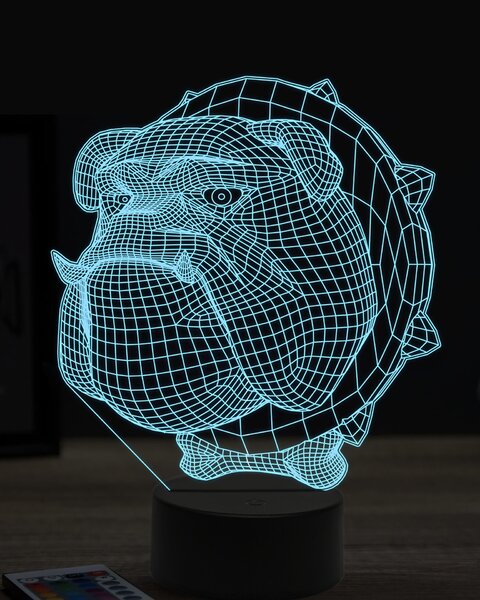 Beling 3D lampa, bulldog hlava 7 farebná OR7
