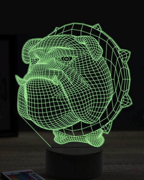 Beling 3D lampa, bulldog hlava 7 farebná OR7