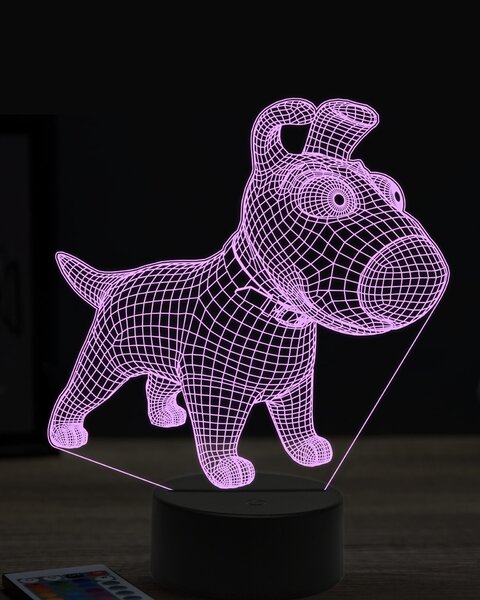 Beling 3D lampa, kreslený pes, 7 farebná OR8