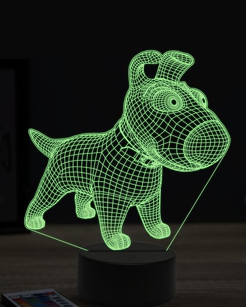 Beling 3D lampa, kreslený pes, 7 farebná OR8