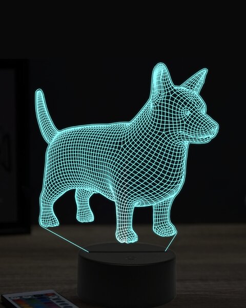 Beling 3D lampa, Welsh Corgi Pembroke, 7 farebná OR10