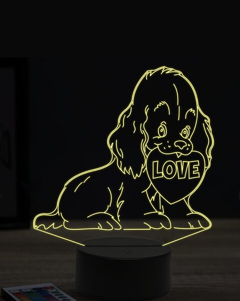 Beling 3D lampa, pes zo srdcom, 7 farebná OR11
