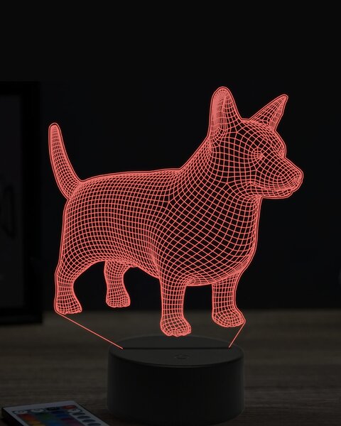 Beling 3D lampa, Welsh Corgi Pembroke, 7 farebná OR10