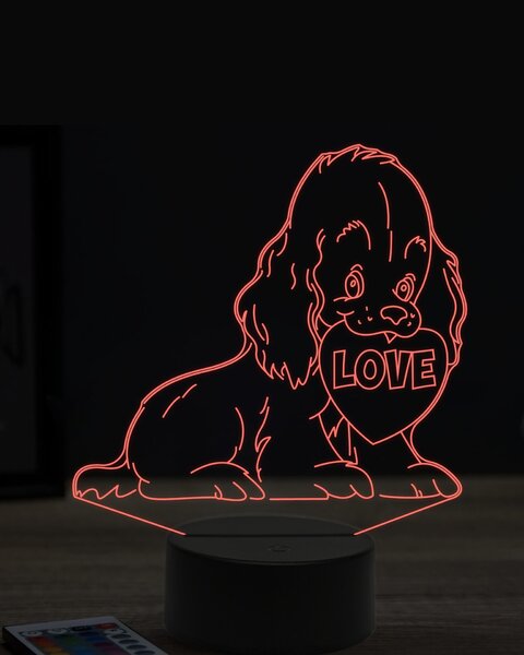 Beling 3D lampa, pes zo srdcom, 7 farebná OR11