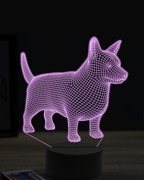 Beling 3D lampa, Welsh Corgi Pembroke, 7 farebná OR10