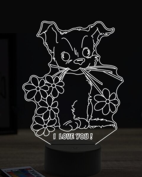 Beling 3D lampa, pes s kvetmi, 7 farebná OR12