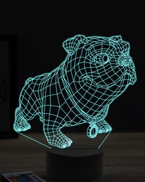 Beling 3D lampa, vtipný bulldog,7 farebná OR14