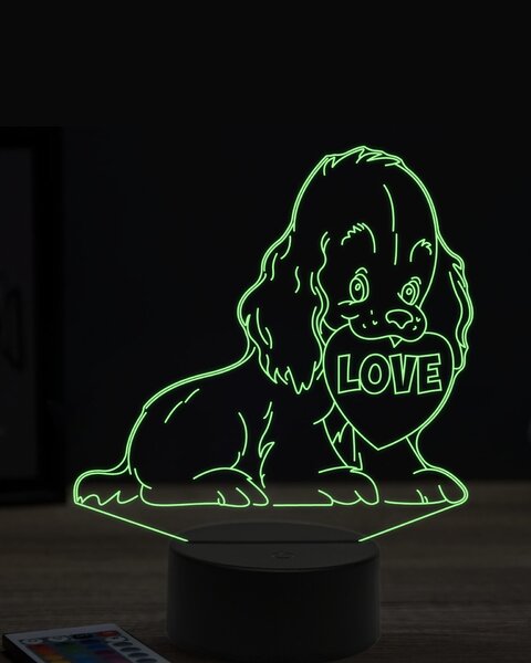 Beling 3D lampa, pes zo srdcom, 7 farebná OR11