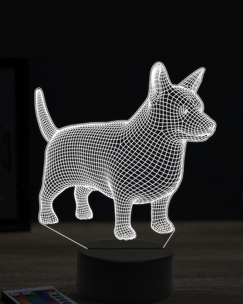 Beling 3D lampa, Welsh Corgi Pembroke, 7 farebná OR10