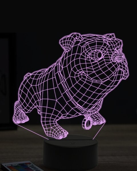 Beling 3D lampa, vtipný bulldog,7 farebná OR14
