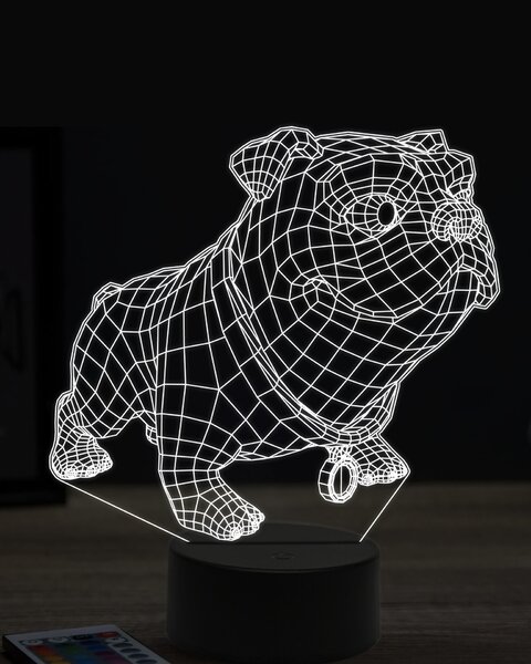 Beling 3D lampa, vtipný bulldog,7 farebná OR14