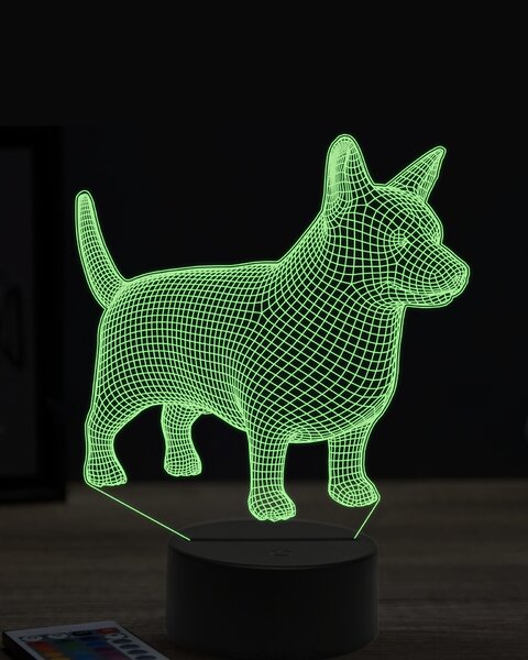 Beling 3D lampa, Welsh Corgi Pembroke, 7 farebná OR10