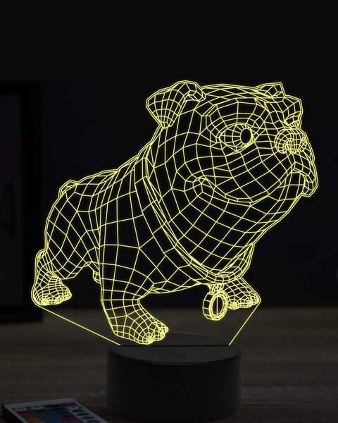Beling 3D lampa, vtipný bulldog,7 farebná OR14