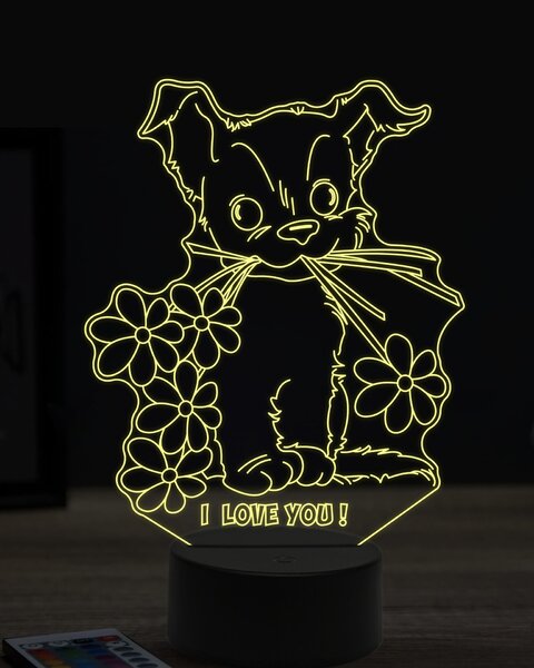 Beling 3D lampa, pes s kvetmi, 7 farebná OR12