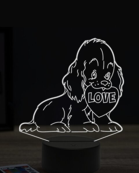 Beling 3D lampa, pes zo srdcom, 7 farebná OR11