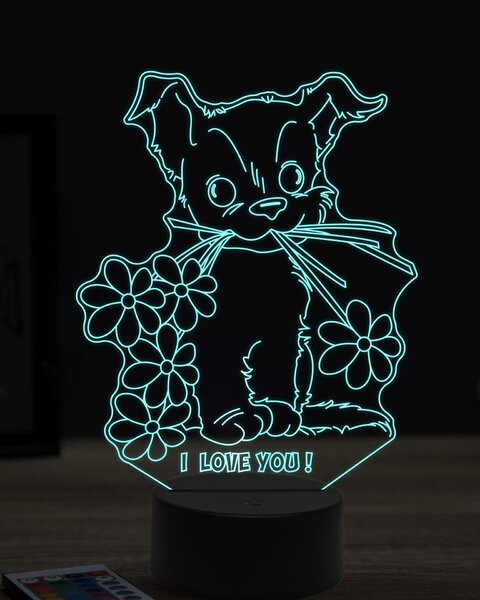 Beling 3D lampa, pes s kvetmi, 7 farebná OR12
