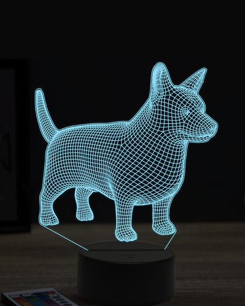 Beling 3D lampa, Welsh Corgi Pembroke, 7 farebná OR10