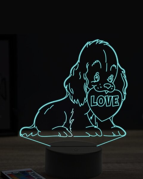 Beling 3D lampa, pes zo srdcom, 7 farebná OR11