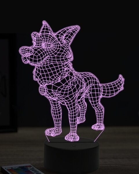Beling 3D lampa, vtipný nemecký ovčiak ,7 farebná OR18