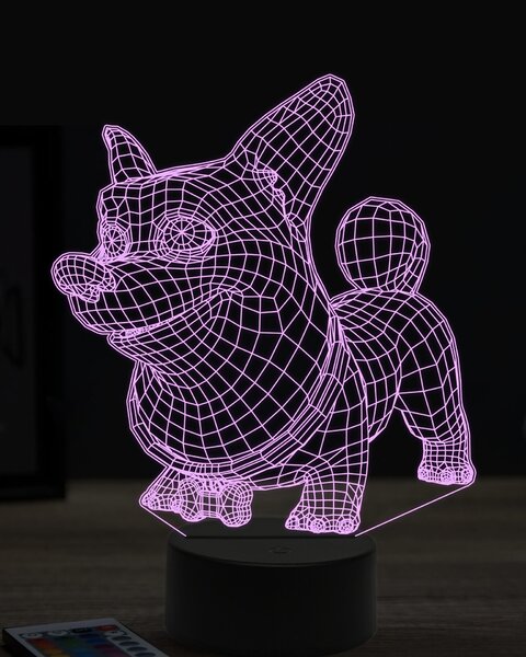 Beling 3D lampa, vtipný korgi,7 farebná OR16