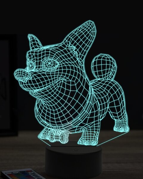 Beling 3D lampa, vtipný korgi,7 farebná OR16