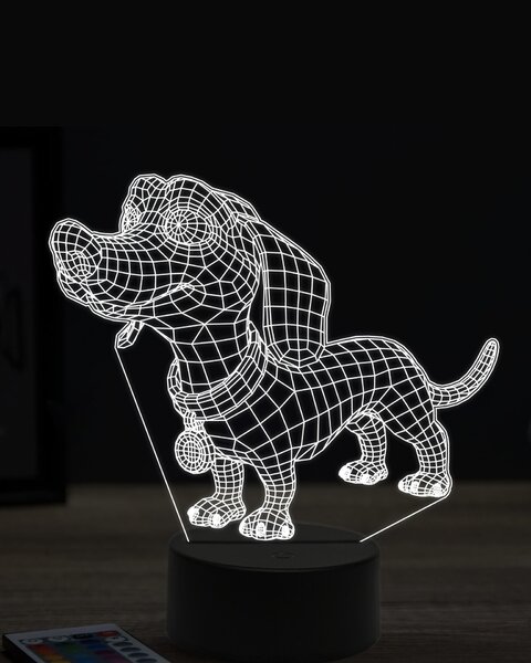 Beling 3D lampa, vtipný jazvečík,7 farebná OR17