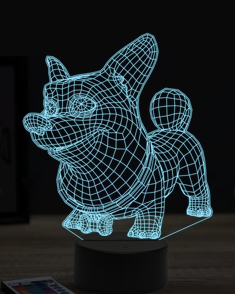 Beling 3D lampa, vtipný korgi,7 farebná OR16