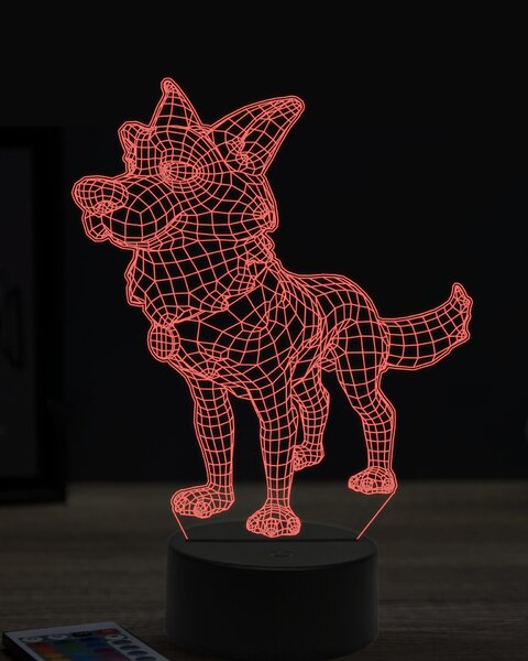 Beling 3D lampa, vtipný nemecký ovčiak ,7 farebná OR18