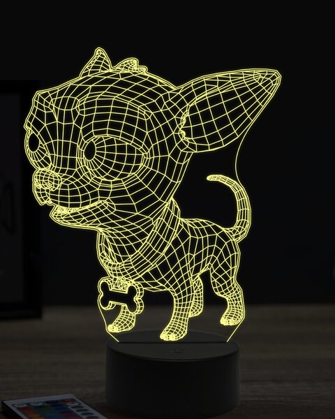 Beling 3D lampa, vtipná čivava,7 farebná OR15