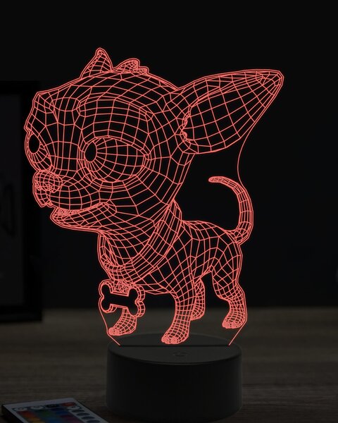 Beling 3D lampa, vtipná čivava,7 farebná OR15