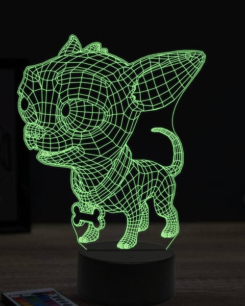 Beling 3D lampa, vtipná čivava,7 farebná OR15